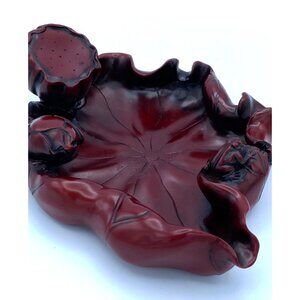 Resin Incense Holder Ashtray Frog On Lotus Leaf Dish Tray /Vtg
